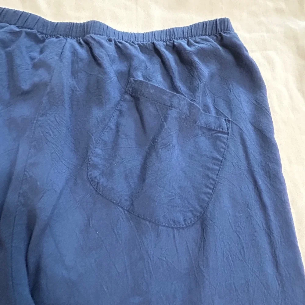 Vintage Jams World Dark‎ Navy Rayon Elastic Waist Pants Made in Hawaii Medium